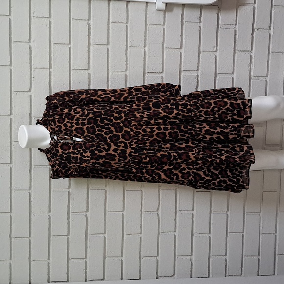 J. Crew Animal Print Ruffle Shoulder Tie At The Neck Lined Dress. Size XXS NWOT - Picture 1 of 14